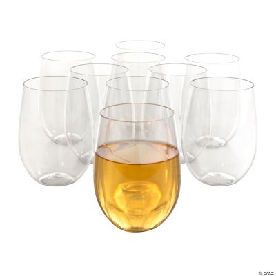 Bulk 48 Ct. Clear Stemless Plastic Wine Glasses