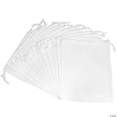 Bright White Cotton Drawstring Pouches, 3x5 / White / 12 Pcs