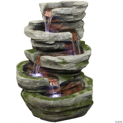 Sunnydaze 31"H Electric Polyresin and Fiberglass Lighted Cobblestone