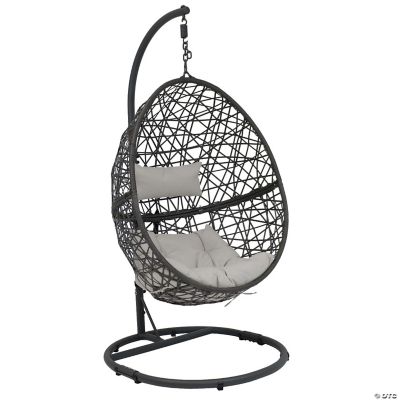 Sunnydaze Outdoor Resin Wicker Patio Caroline Lounge Hanging Basket Egg