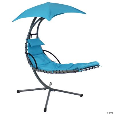 Sunnydaze Outdoor Hanging Chaise Floating Lounge Chair With Canopy   14247256