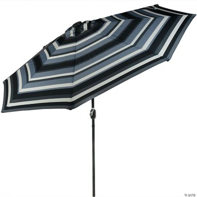 Sunnydaze Outdoor Aluminum Patio Umbrella with Solar Lights, Tilt, and