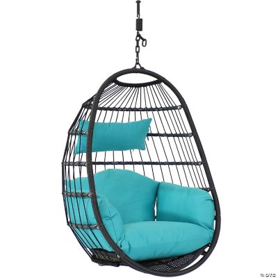 Sunnydaze Outdoor Resin Wicker Patio Penelope Hanging Basket Egg Chair