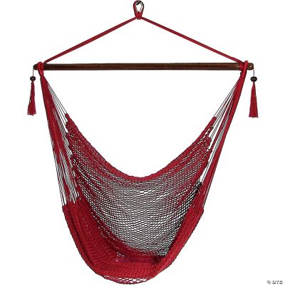 Sunnydaze Caribbean Style Extra Large Hanging Rope Hammock Chair Swing for Backyard and Patio