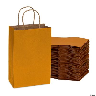 Prime Line Packaging Orange Gift Bags, Small Kraft Paper Shopping Bags