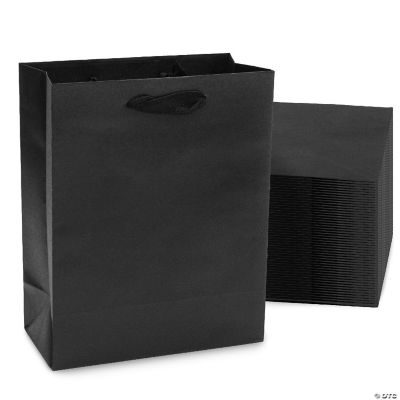 Small Black Kraft Paper Gift Bags with Handles for Retail Stores 50