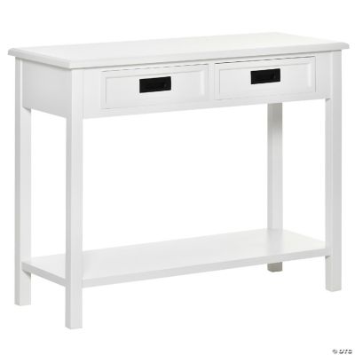 White Hallway Table with Storage Drawers