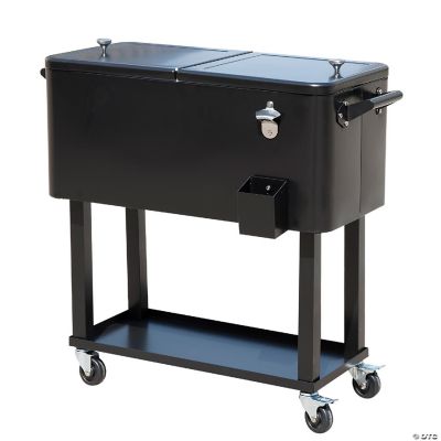 Outsunny 80 QT Rolling Cooler Ice Chest on Wheels Outdoor Stand Up
