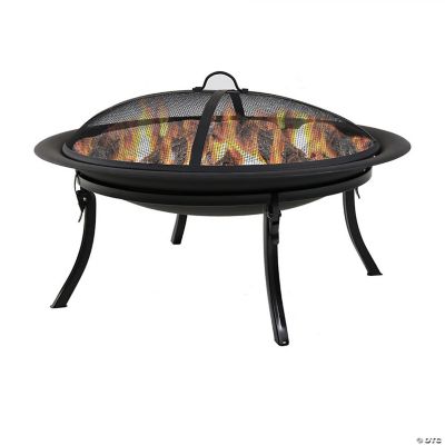 Sunnydaze Outdoor Portable Camping or Backyard Folding Round Fire Pit