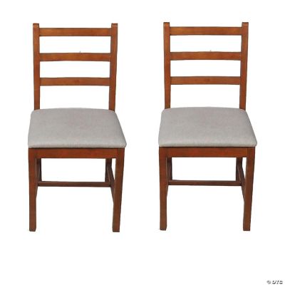 Ouuuhlala Mia Light Grey Rubber Wood Fabric Dining Chair with Brown Leg (Set of 2) Oriental