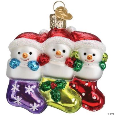 Old World Christmas Snow Family of 3 Glass Blown Ornament for Christmas