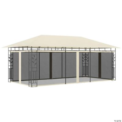 vidaXL Gazebo with Mosquito Net 19.7'x9.8'x9' Cream