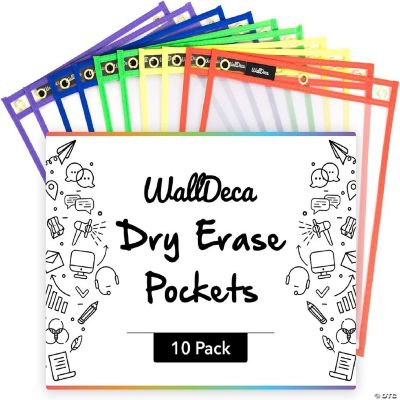 WallDeca Dry Erase Pocket Sleeves Assorted Colors (10Pack), 8.5" x 11