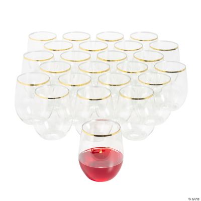 Bulk 48 Ct. Gold Trim Plastic Wine Glasses