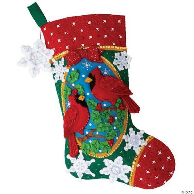 Bucilla Felt Stocking Applique Kit 18" Long Christmas Cardinals