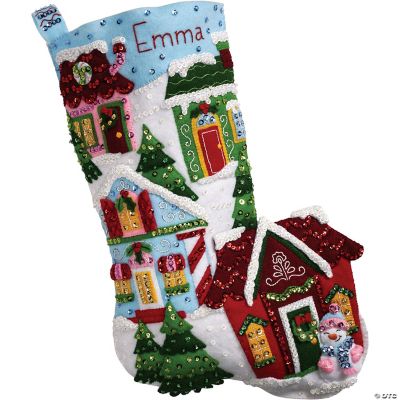 NOS Bucilla Christmas Stocking Kit Jolly Beaded Santa 18” Felt Appliqué  VINTAGE