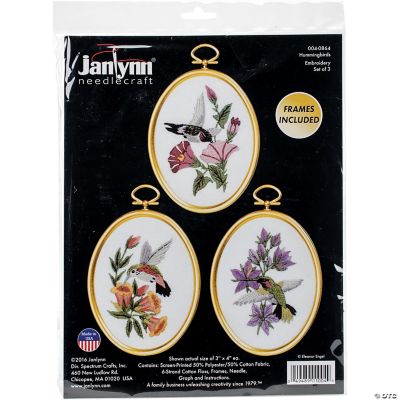 Janlynn Embroidery Kit 3"X4", Hummingbirds, Set of 3