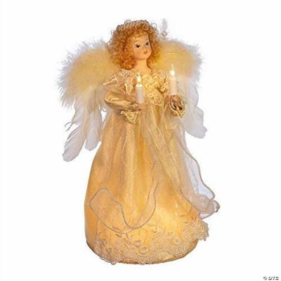 Kurt Adler UL 10-Light Angel Christmas Treetop Figurine with Fabric ...