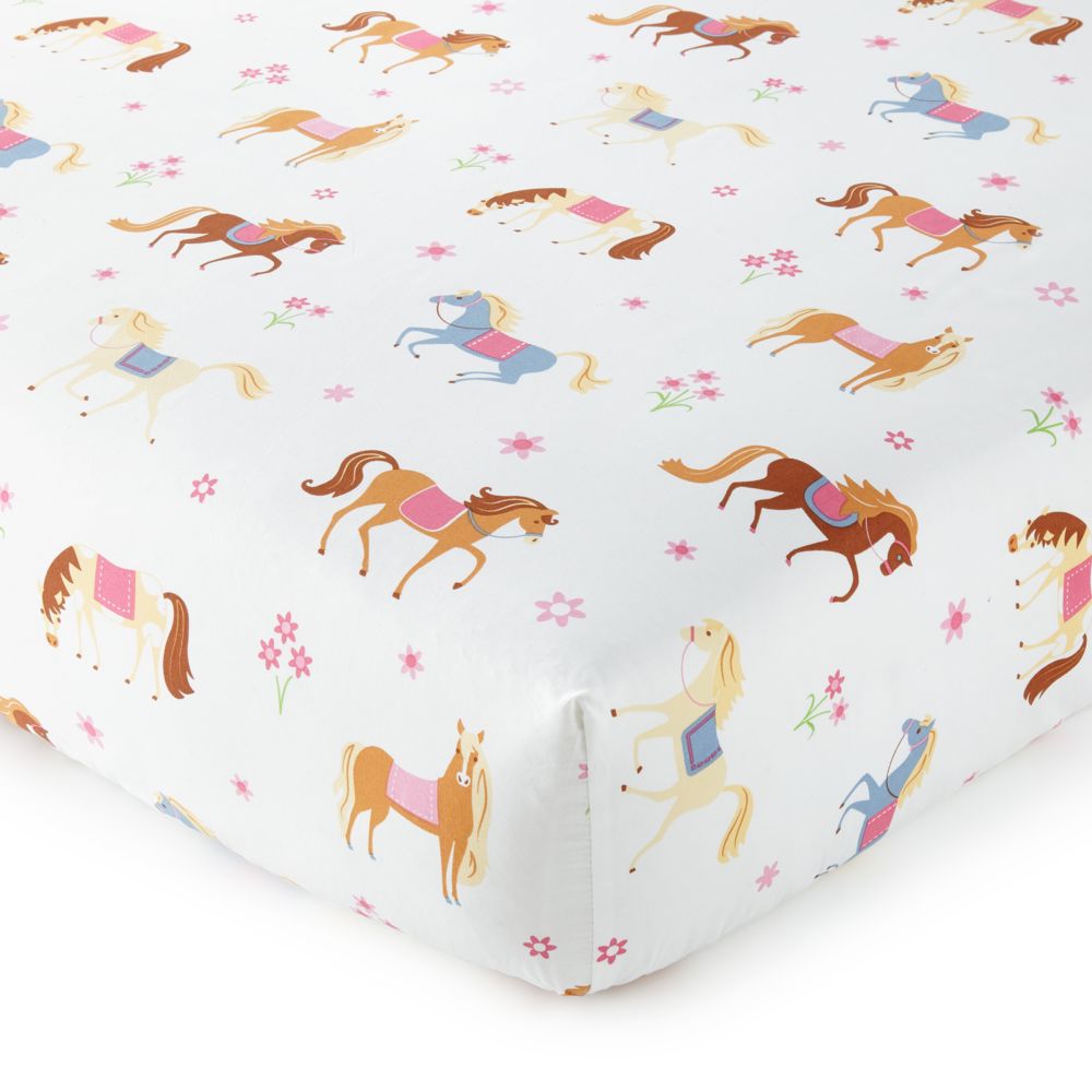 Wildkin Horses 100% Cotton Fitted Crib Sheet From MindWare
