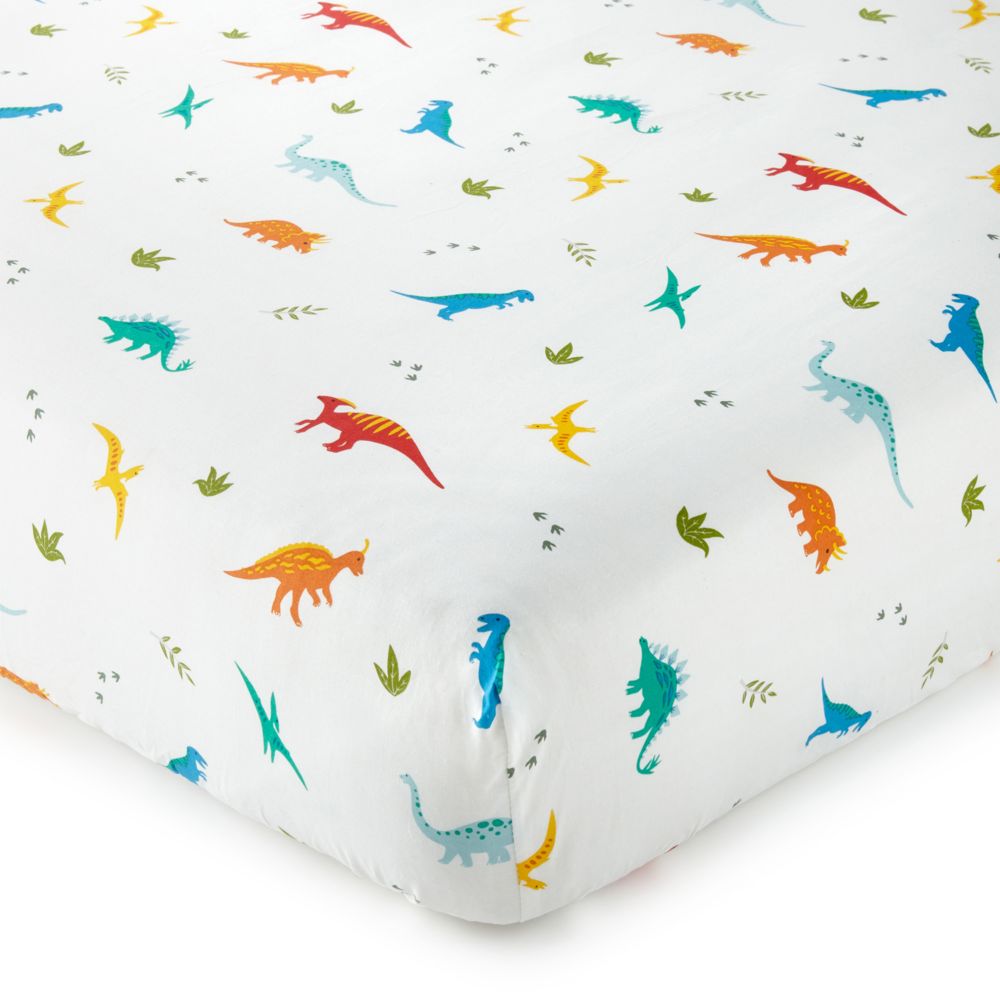 Wildkin Jurassic Dinosaurs 100% Cotton Flannel Fitted Crib Sheet From MindWare