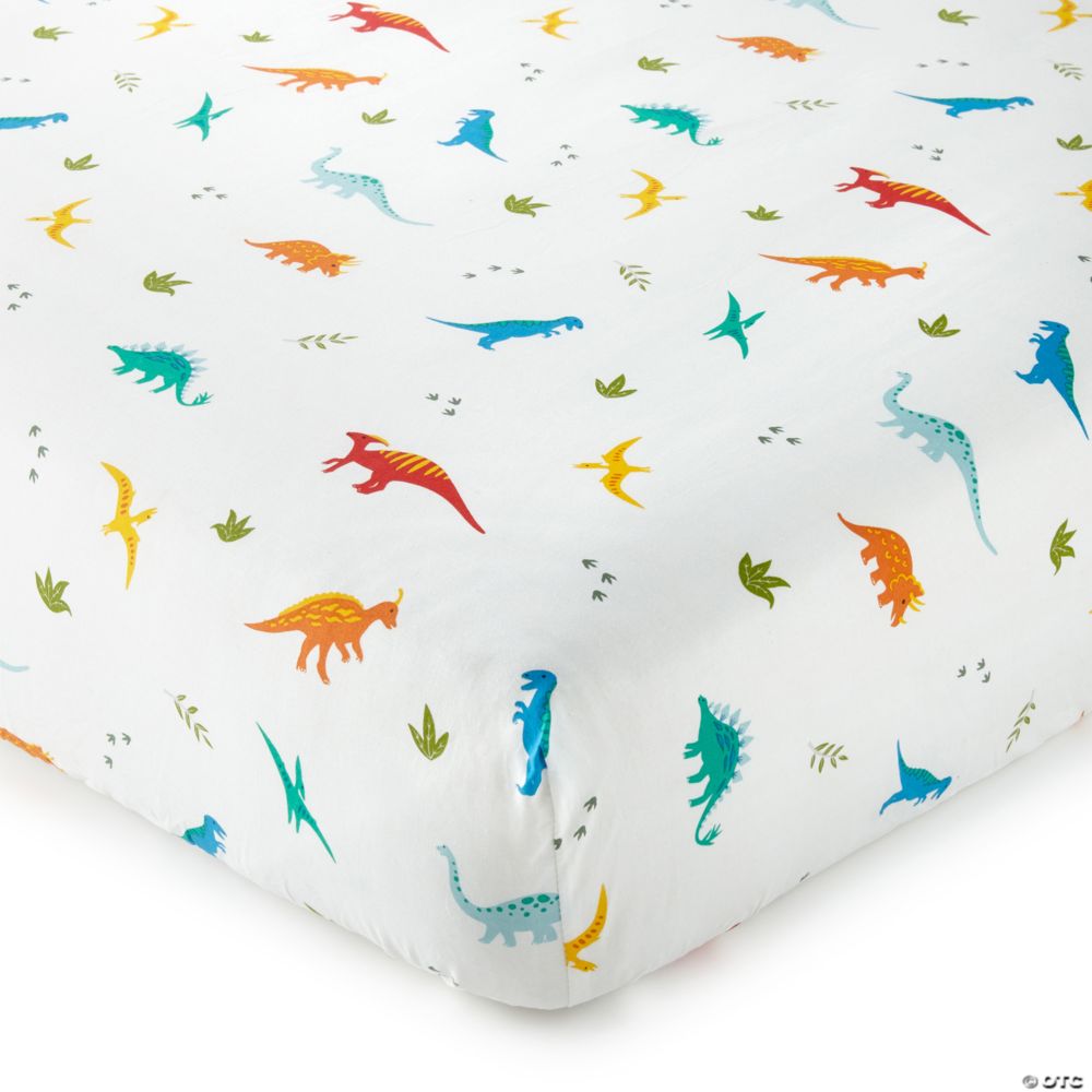 Wildkin Jurassic Dinosaurs 100% Cotton Flannel Fitted Crib Sheet From MindWare
