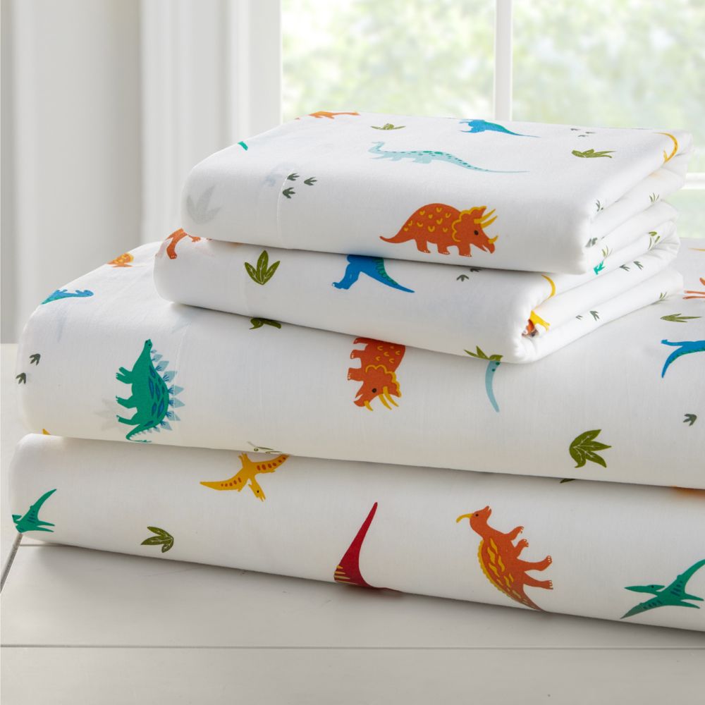 Wildkin Jurassic Dinosaurs 100% Cotton Flannel Sheet Set - Toddler From MindWare