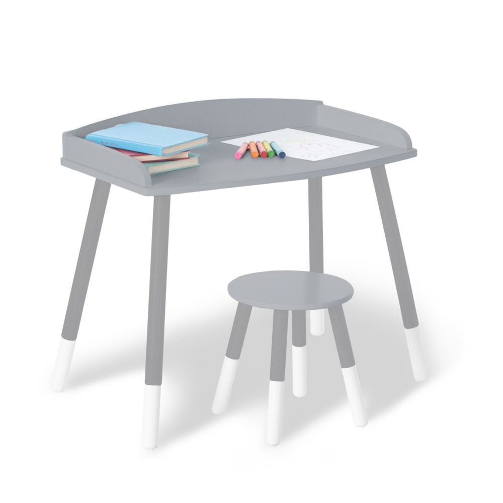 Wildkin Modern Study Desk and Stool Set - Gray with White From MindWare