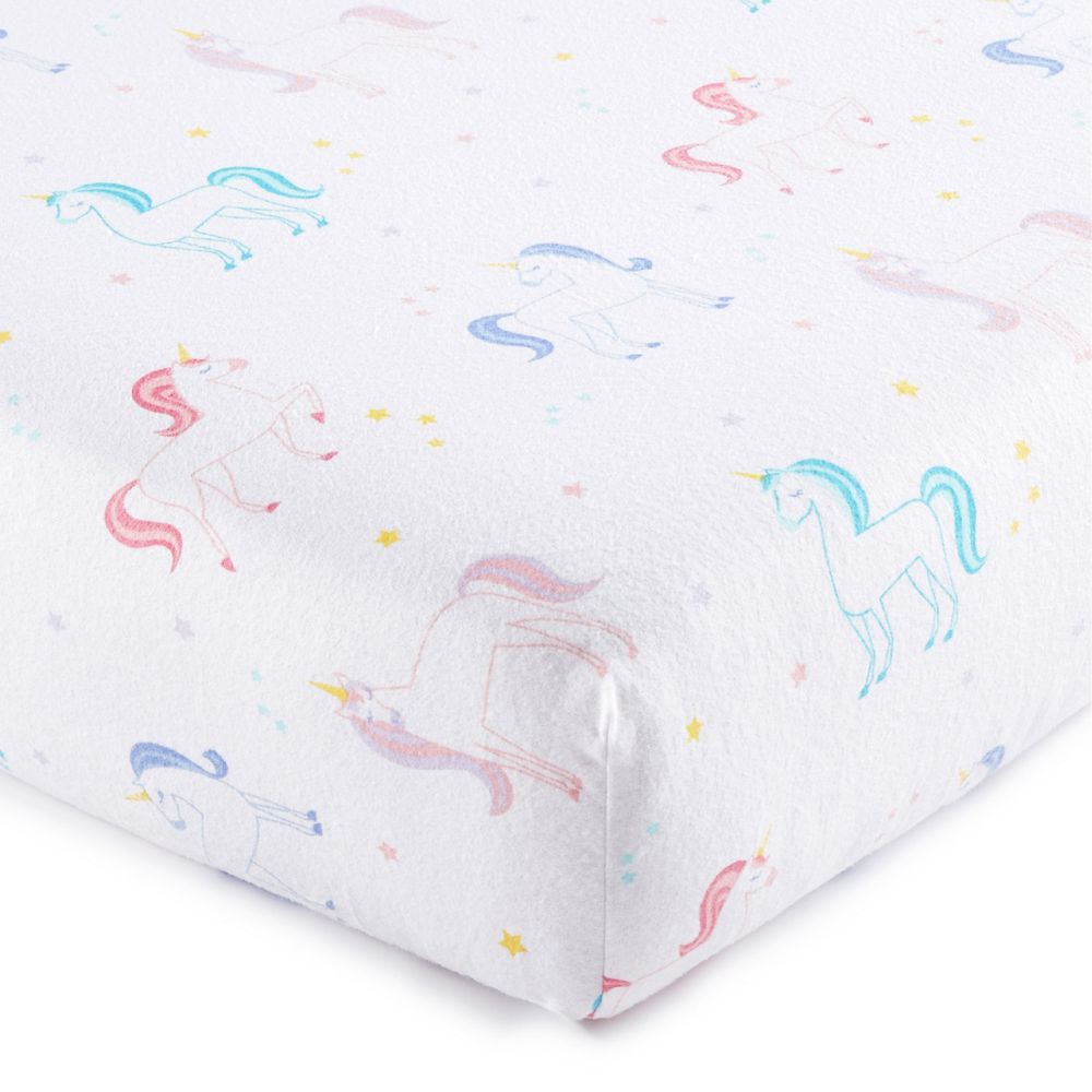 Wildkin Unicorn 100% Cotton Flannel Fitted Crib Sheet From MindWare