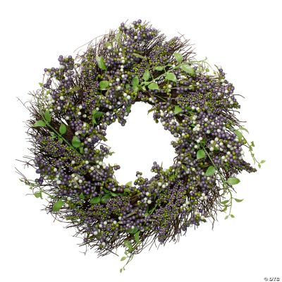 Purple Mini Berry Artificial Thanksgiving Wreath 22Inch Unlit