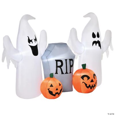 Homcom 4 Ft Inflatable Halloween Ghosts With Tombstone And Pumpkin