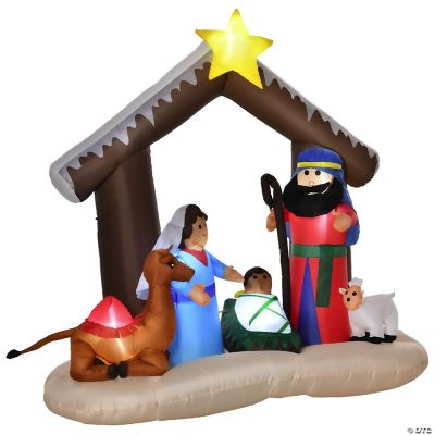 6ft Christmas Inflatable Nativity Scene Outdoor Blow Up Yard Decoration with LED Light