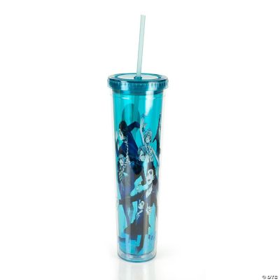 Heart-Shaped Two-Sided Plastic Cups with Lids & Straws - 36 Pc.