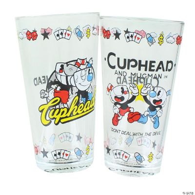 Cuphead and Mugman 16 Ounce Pint Glass Set Oriental Trading