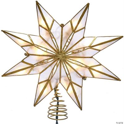 Kurt Adler UL3147 10-Light 8-Point Capiz Star Treetop, Gold and