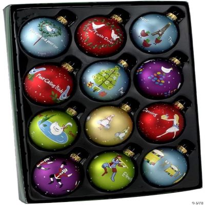 Kurt Adler 12 Days Of Christmas Ball Ornaments, 12Piece Box Set, 2.5