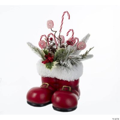 Kurt Adler Plastic Santa Shoes with Candy Table Top Decoration, 13.5 Inches