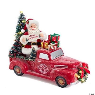 Fabriche Santa in Red Truck with Light Up Trees Christmas Figurine 10
