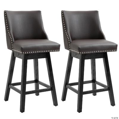 28" Swivel Bar Height Bar Stools Set of 2 Armless Upholstered