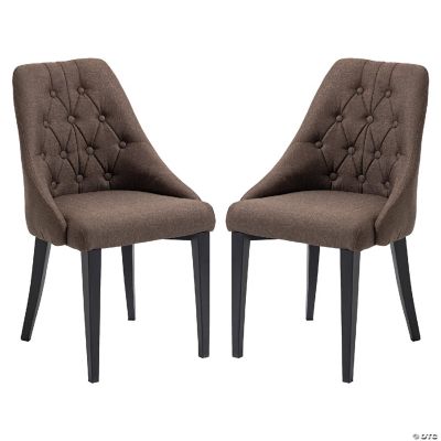 Modern Dining Chairs Set of 2 Button Tufted High Back Side