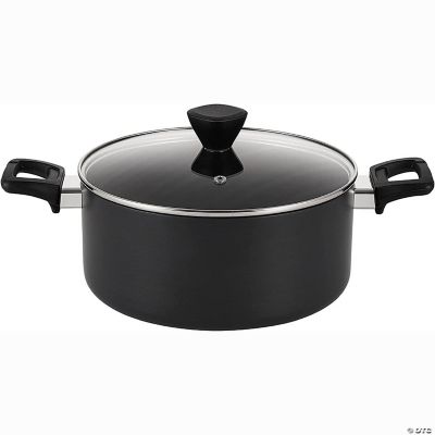 EPPMO 4.94 qt. HardAnodized Aluminum Nonstick Stock Pot in Black with
