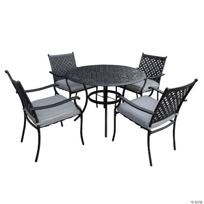 Garden Elements Outdoor Patio Metal Dining Furniture Set Iron Armrest