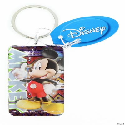 Vintage Disney California Brad Mickey Mouse Souvenir Keychain Key Ring Metal Rectangle Multicolor