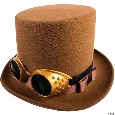 Steampunk Brown Top Hat W/Goggles Costume Accessory