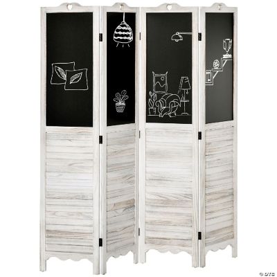4 Panel Folding Room Divider with Blackboard 5 Ft Tall