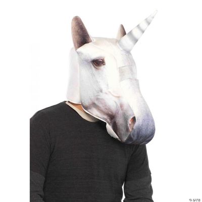 Unicorn Skull Latex Mask White Adult main image 1
