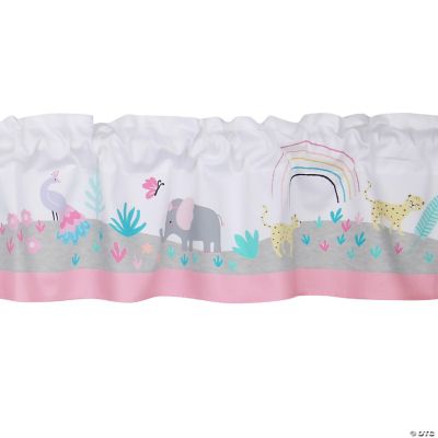 Bedtime Originals Rainbow Jungle Elephant/Leopard Window Valance - Pink ...