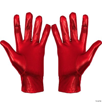 Metallic Red Costume Gloves Shiny Red Superhero Evening Stretch Dress