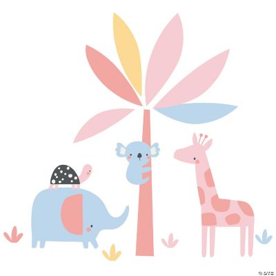 Lambs & Ivy Snuggle Jungle Pastel Safari Elephant/Giraffe/Tree Wall