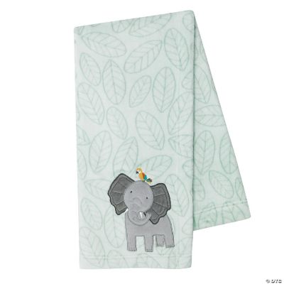 Lambs & Ivy Jungle Friends Appliqued Fleece Nursery Baby Blanket Elephant