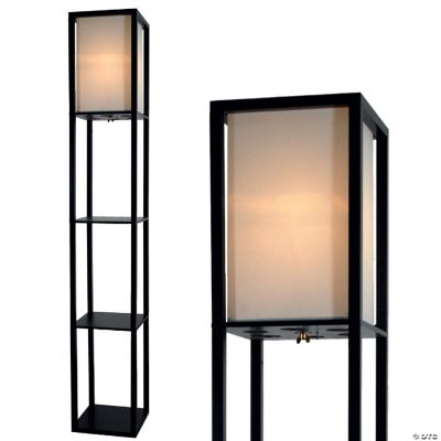 Light Accents Floor Lamp with Shelves Bedroom Light with Wooden